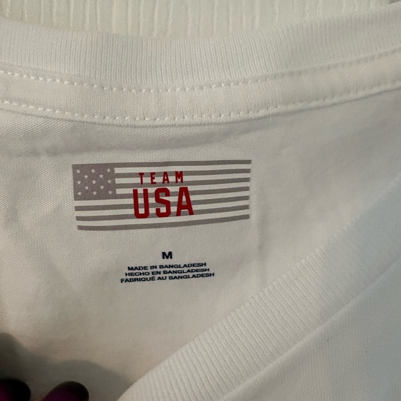 NWOT Team USA Olympic Rings Graphic Tee White Medium Patriotic USA Flag Shirt - Picture 4 of 7